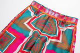 Pink Abstract Prints Robe Blazer / Wide Leg Pants watereverysunday