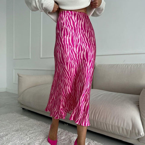 Pink Zebra Midi Mermaid Satin Skirts – watereverysunday