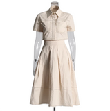 Piper Rivet & Frill Trim Two Piece Set Flare Dress