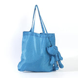 Plaid Nylon Bear Charm Eco Totes