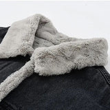 Plush Fur Lined Denim Jacket with Bunny Doll watereverysunday