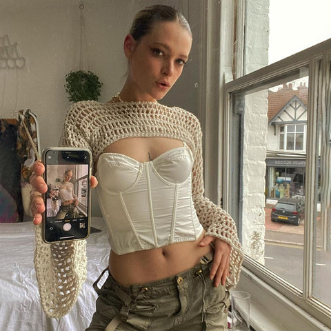 Polina Grunge Crochet Bolero Top watereverysunday