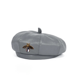 Bee Jeweled Leather Beret