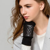 Quilted Genuine Leather Fingerless Gloves watereverysunday