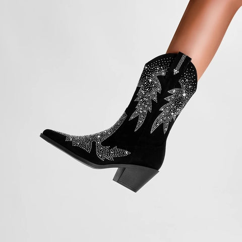 Rafaela Crystal Western Ankle Boots