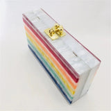 Rainbow Stripe Acrylic Evening Box Clutch watereverysunday