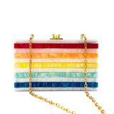 Rainbow Stripe Acrylic Evening Box Clutch watereverysunday