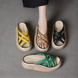 Raya Criss Cross Rubber Sole Wedge Slippers - 3 Colors watereverysunday