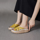 Raya Criss Cross Rubber Sole Wedge Slippers - 3 Colors watereverysunday