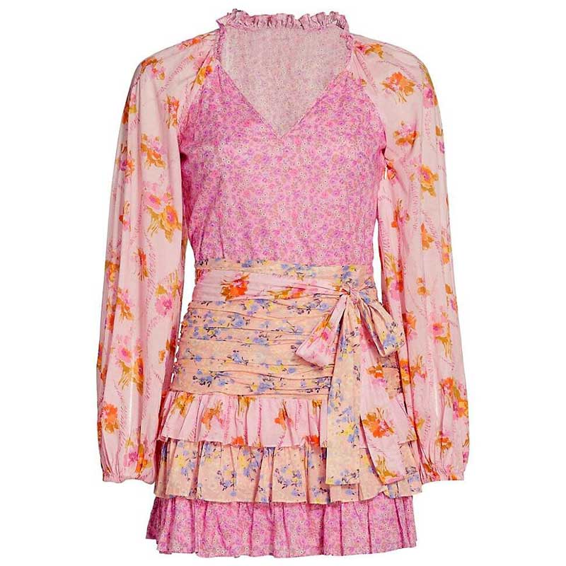 Reese Pink Floral Ruffled Mini Dress