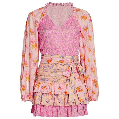 Reese Pink Floral Ruffled Mini Dress