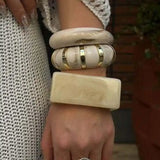 Regina Vintage Acrylic Resin Ivory Bangle Bracelets