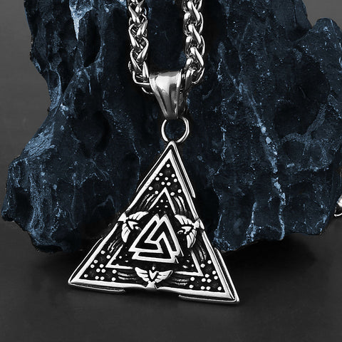 Dimond Triangle Rune Retro Triangle Raven Rune Necklace watereverysunday