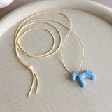 Retro Horse Charm Pendant Long Rope Necklaces