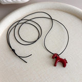 Retro Horse Charm Pendant Long Rope Necklaces