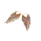Rhinestone Cascade Tassel Hoop Earrings - 4 Colors watereverysunday