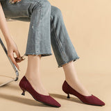 Ribbed Upper Basic Kitten Heel Pumps watereverysunday