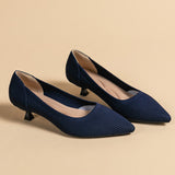 Ribbed Upper Basic Kitten Heel Pumps watereverysunday