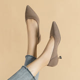 Ribbed Upper Basic Kitten Heel Pumps watereverysunday