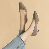 Ribbed Upper Basic Kitten Heel Pumps watereverysunday