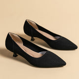 Ribbed Upper Basic Kitten Heel Pumps watereverysunday