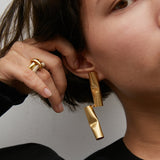 Roi Abstract Brass and Pearl Earrings watereverysunday