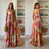 Rosalie Floral Print Strapless Maxi Dress
