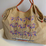 Running Horses Embroidery Casual Canvas Tote watereverysunday