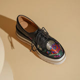 Anica Silk Embroidery Leather Platform Oxford Shoes