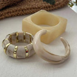 Regina Vintage Acrylic Resin Ivory Bangle Bracelets