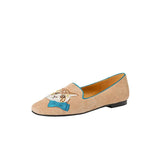 Aithne Cute Cat Patchwork Suede Loafers