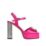 Talia Crystal Buckle Platform Ankle Strap Sandals