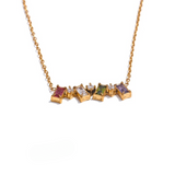 Yulia Colorful Multi Square CZ Rhinestone Necklace