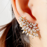 Lorna CZ Crystal Leaves Stud Earrings