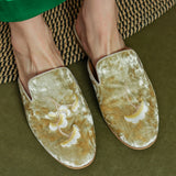 Brooke Embroidery Crushed Velvet Mules