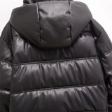Jaden Faux Leather Hooded Puffer Jacket