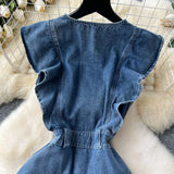 Jules Butterfly Sleeve Maxi Denim Dress