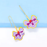 Violet Flower Enamel Drop Earrings