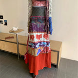 Ines Vintage Print Patchwork Maxi Dress
