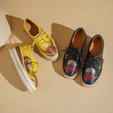 Anica Silk Embroidery Leather Platform Oxford Shoes