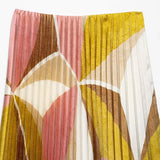 Hollies Geometry Prints Satin Halter Top and Pleated Skirts