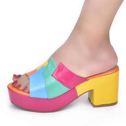 Fiona Color Block Mule Sandals