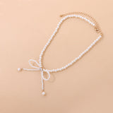 Chic Pearl Bow Knot Choker Necklace