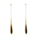 Luxe Oval Long Black Water Drop Earrings