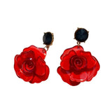 Clear Resin Rose Drop Earrings - 7 Colors