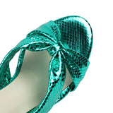 Ophelia Metallic Bow Block Heel Mules