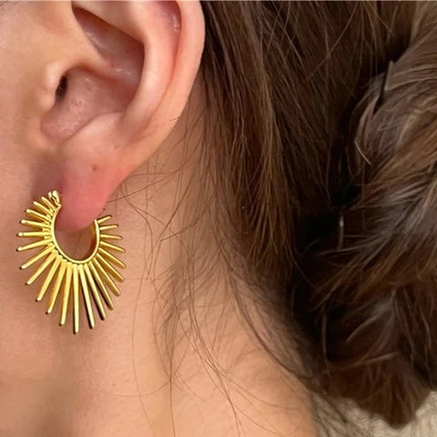 Geometric Starburst Hoop Earrings