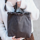 Caya Ruffle Trim Casual Gingham Tote