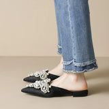Catrina Pearl Embellished Satin Mules