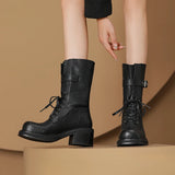 Trudie Military Moto Biker Boots